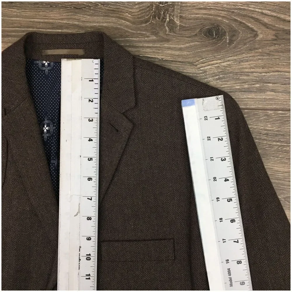 BEN SHERMAN Mens Blazer Sport Coat Casual Jacket Size S ( 36R )‎ Brown Wool Suit
